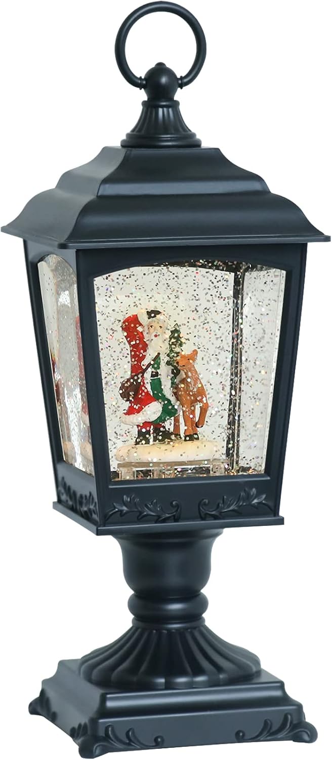 Snow Globes - Eldnacele Christmas Musical Snow Globe Lantern Santa with 6H Timer, USB/Battery Operated Lighted Water Glittering Lantern for Adults and Kids Christmas Table Centerpiece Decoration