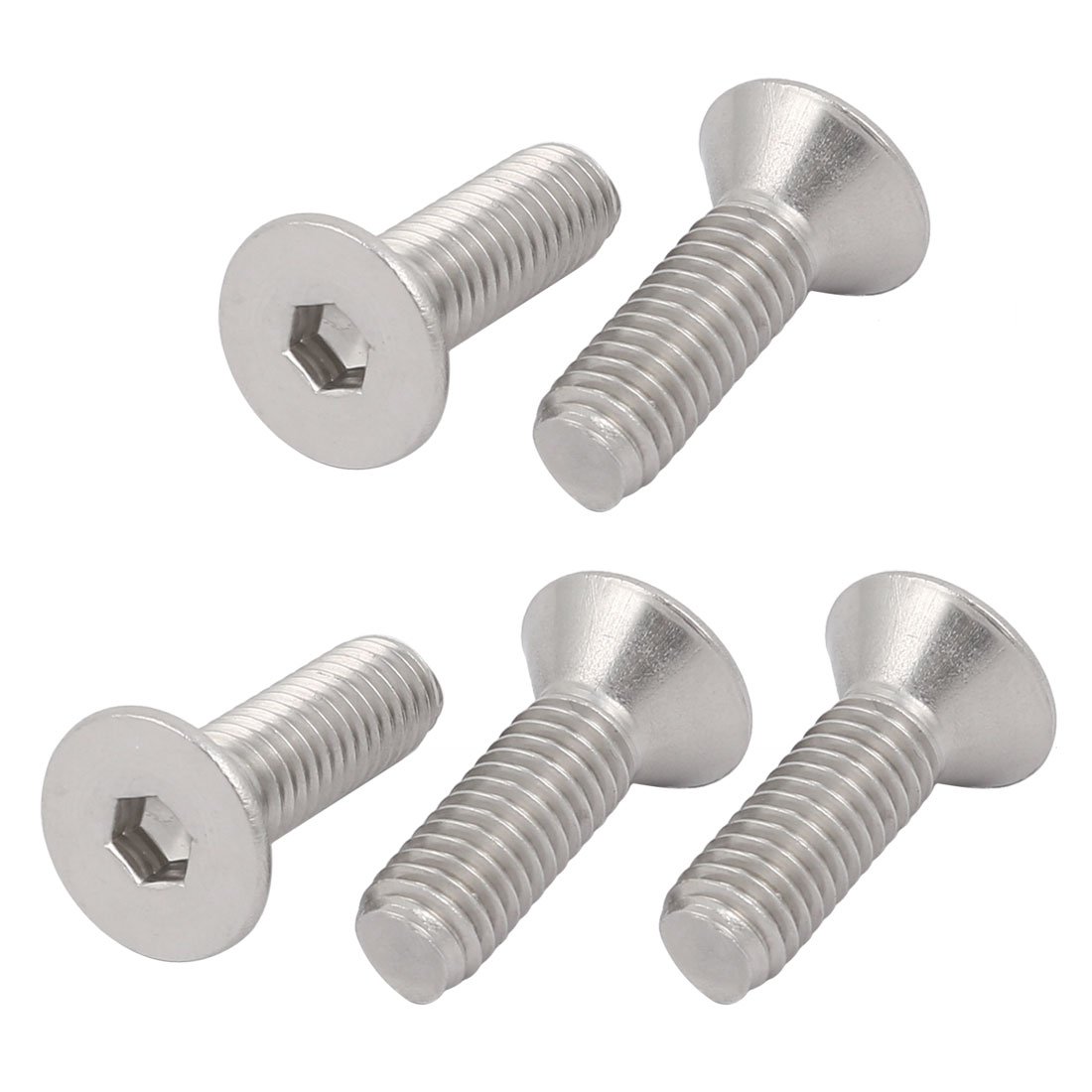 Sourcingmap 3/8-16 x 1-1/4" 304 Stainless Steel Flat Head Hex Socket Cap Screw Fastener 5pcs