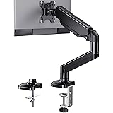 Irongear Single Monitor Arm, Adjustable Gas Spring Monitor Desk Stand, VESA Mount with C Clamp, Grommet Mounting Base, Fit fo