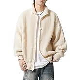 POHADON Men's Button Down Long Sleeve Cardigan Sweater Y2K Trendy Aesthetic Rib Knit Jacket Winter Fall Outfit Grunge Clothes