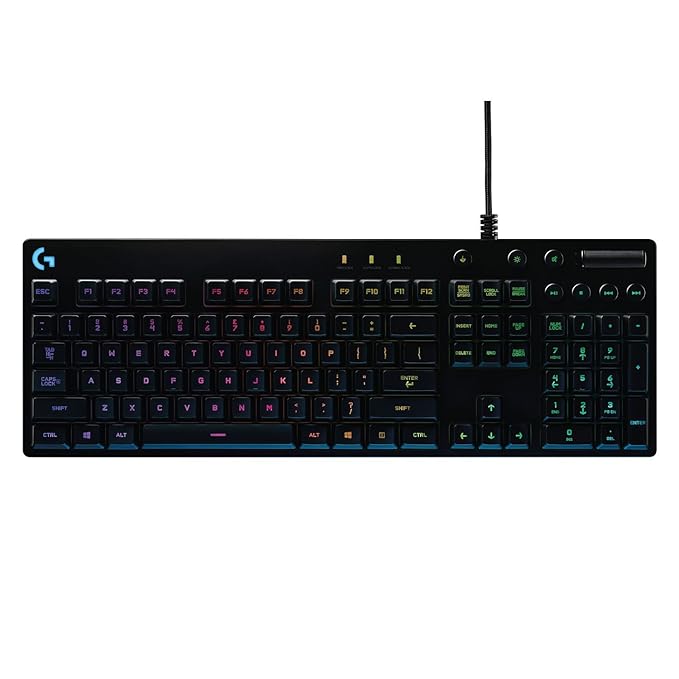 Logitech G810 Orion Spectrum RGB Mechanical Gaming Keyboard – Easy-Access Media Control, Backlit Multicolor LED, Romer-G Mechanical Key Switches Gamin