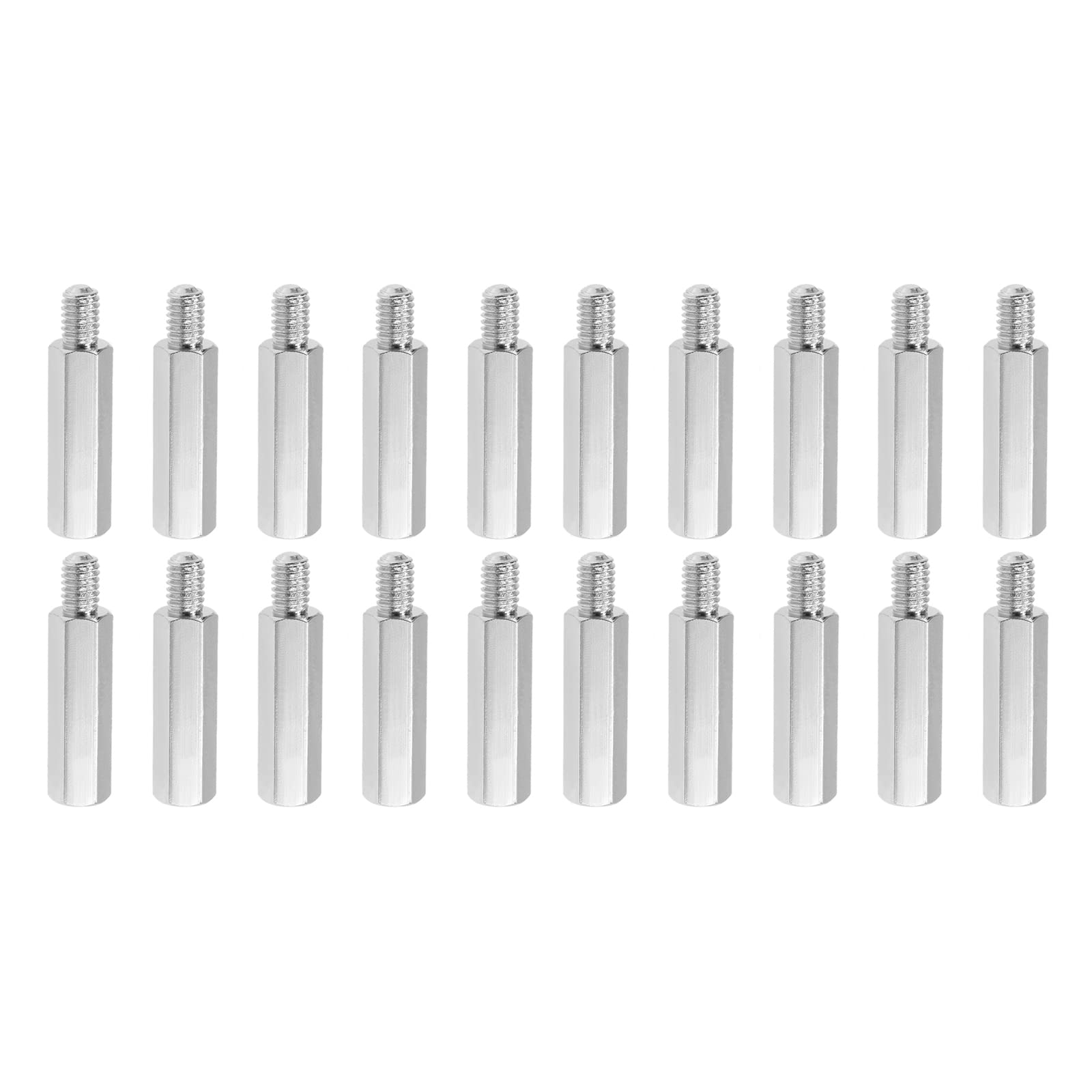 YOKIVE 20 Pcs M4 Standoff Screws, Nickel Plated Hex PCB Standoffs, Keep Height Consistent, Great for Motherboard (Silver Tone, 20mm+6mm)