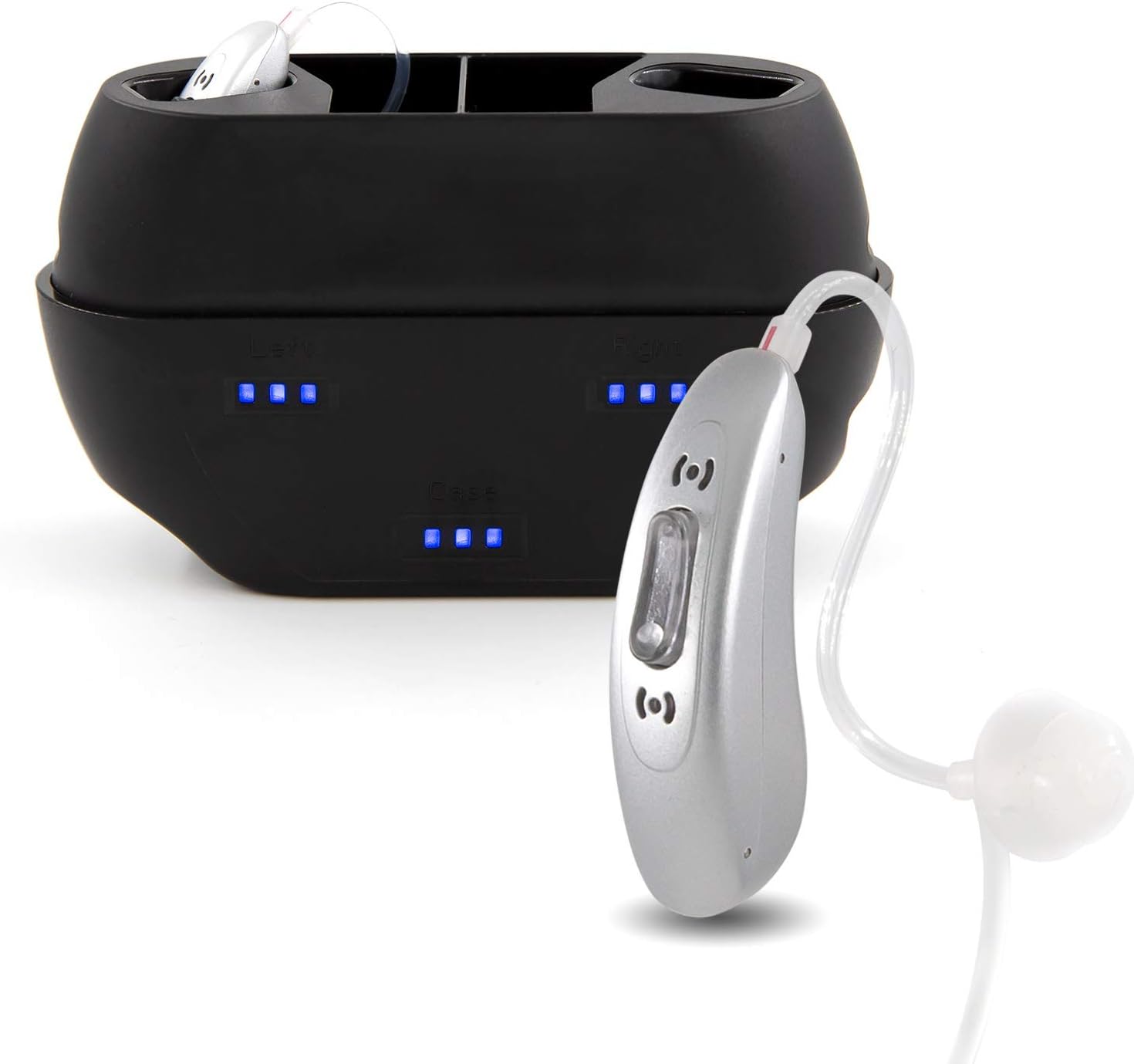 Rechargeable Hearing Amplifier to Aid and Assist Hearing of Adults and Seniors, Small and Discreet Nano Device with Dual Microphone Noise Canceling & Telecoil - Neosonic XP (Pair)