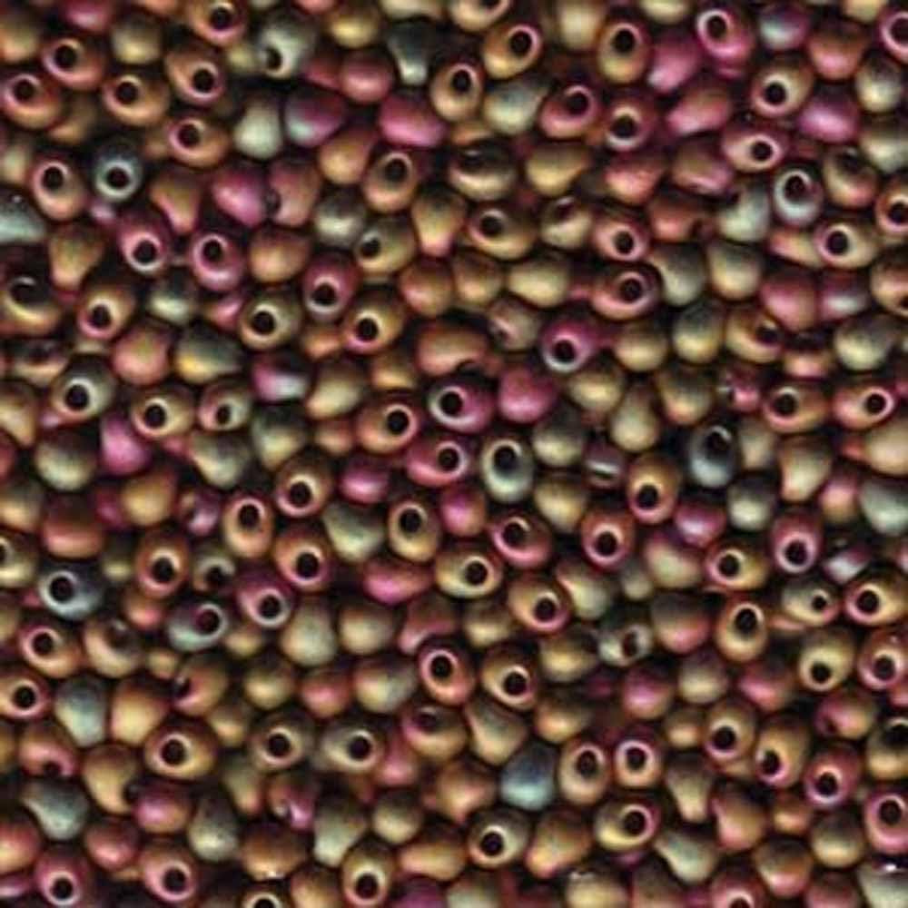 Metalic Khaki Iris Matte Miyuki 3.4mm Fringe Seed Bead Glass Drops 25 Gram