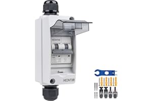 HCOVTXR Solar Panel Disconnect Switch 30 Amp,1000V DC Miniature Circuit Breaker with IP65 Disconnect Box Outdoor