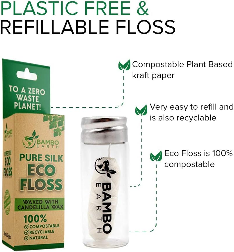 Biodegradable Mint Dental Tooth Lace Floss with Refillable & Reusable Container Holder - Image 4
