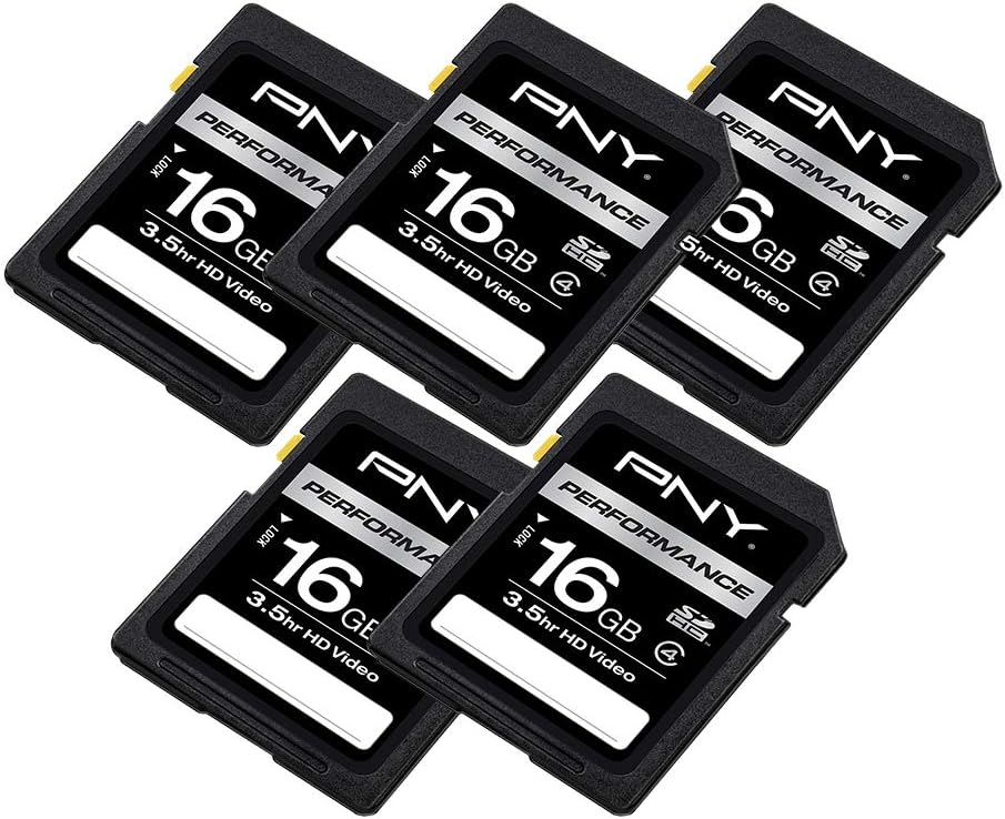 PNY 16GB Performance Class 4 SDHC Flash Memory Card 5-Pack, Model: P-SDHC16G4HX5-MP: Computers & Accessories