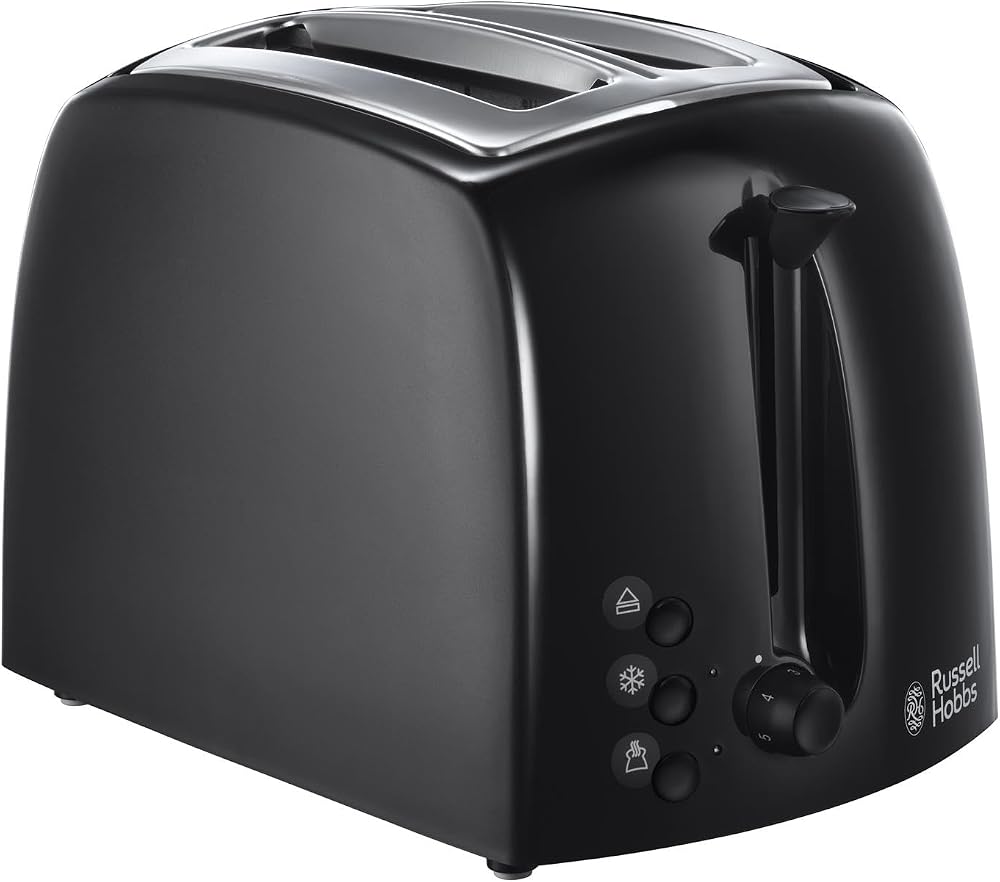 Russell Hobbs Textures 2 Slice Toaster, Extra Wide Slots, 850W, Black
