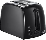 Russell Hobbs Textures 2 Slice Toaster, Extra Wide Slots, 850W, Black