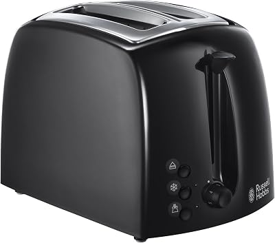 Russell Hobbs Textures 2 Slice Toaster, Extra Wide Slots, 850W, Black