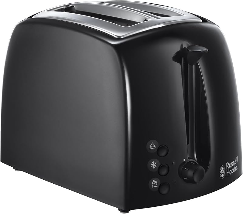 Russell Hobbs Textures 2 Slice Toaster, Extra Wide Slots, 850W, Black