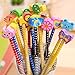 Yansanido 40 Pcs Colorful 7.28 Inch Length Random Cartoon Eraser Pencils, Cute Pencils for Office, School Supplies Students Children Gift (40)
