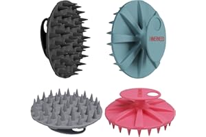 INNERNEED Scalp Massager Shampoo Brush, Wet & Dry Manual Scalp Care Head Scrubber Hair Washing, Soft Silicone Bristles, for Hair Growth, Dandruff Removal (Pack of 4)
