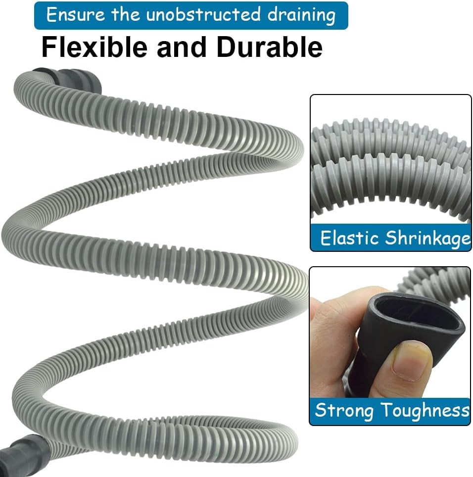Universal Dishwasher Drain Hose - 6 Ft Discharge Hose - Corrugated and Flexible Dishwasher Hose Drain Replacement with Clamp
