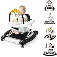 Boyro Baby Baby Walker, 5-in-1 Baby Walkers for Boys and Girls 6-12 Months with Bouncer, Removable Footrest, Feeding Tray & Music, Foldable & Adjustable Activity Walker for 6-18 Months Toddler Infant