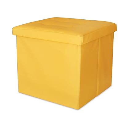 TIED RIBBONS Faux Leather Collapsible Ottoman/ Storage Cabinet/Foot- Stool/Table (Blue, Standard)