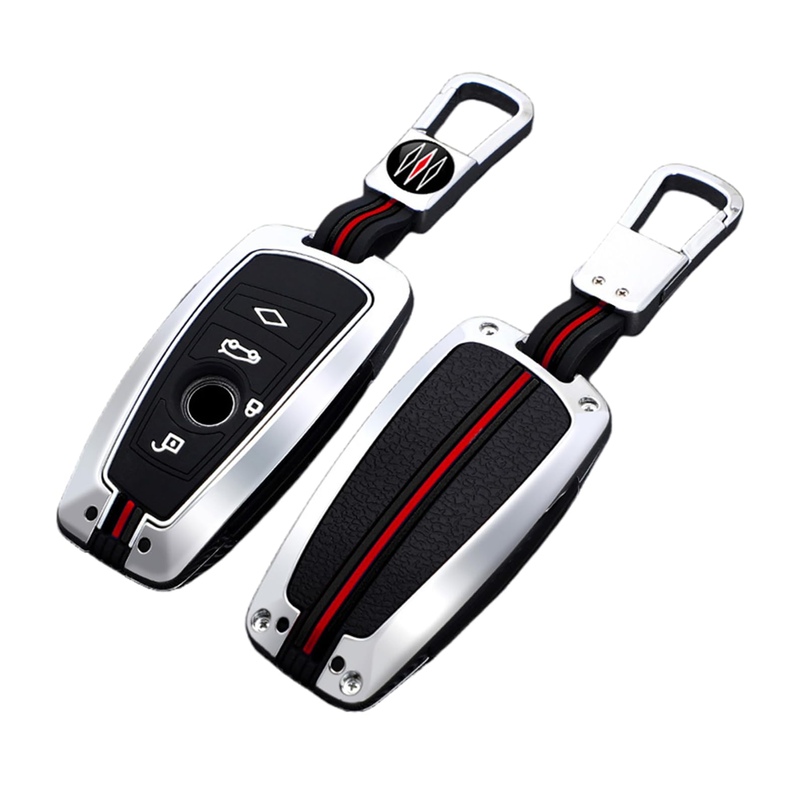 Happyit Zinc Alloy Car Key Cover Cases fit for bmw 1 3 5 Series F10 F20 F30 G20 F31 F34 G30 F11 X3 F25 X4 I3 M3 M4 360° Water Proof Protect (Silver, 4 Buttons)