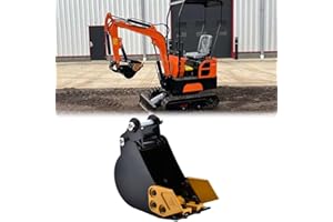 FLTRUCKTOP Narrow Digging Excavator Bucket 7.87in Mini Excavator Attachments，Hole Diameter 0.98in, Center Wheelbase 3.54in,Bucket Metal Trenching Digger with Metal Teeth（yellow）