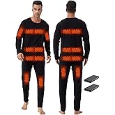 Foern Men's Battery-Powered Heated Thermal Underwear with 2Pcs Batteries, Winter Heated Base Layer Men Hunting (Black, S)