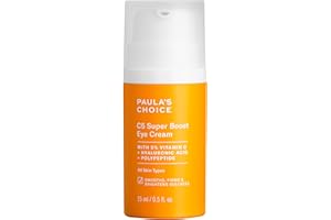 Paula's Choice C5 Super Boost Eye Cream for Dark Circles, Puffy Eyes, Fine Lines & Crow’s Feet, Eye Repair Cream with 5% Vitamin C, Hyaluronic Acid & Peptides, Fragrance Free, 0.5 fl oz