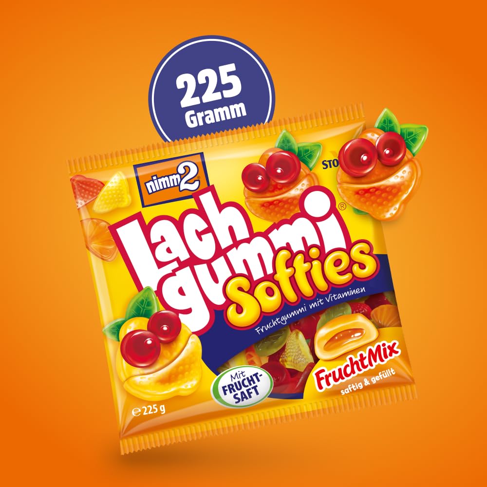 nimm2 Lachgummi Softies FruchtMix – 1 x 225 g – Gefülltes Fruchtgummi mit Fruchtsaft und Vitaminen – Süßigkeit in sechs Geschmacksrichtungen 3