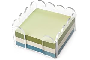 Qoroos 1 PC Scalloped Acrylic Sticky Note Holder 3"x3" Crystal Clear Sticky Note Holder Dispenser for Classroom, Desk Organiz