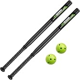 Hikeen Baseball Bat and Balls Set(2 Bats and 2 Balls) -32" Plastic Bat &amp; Limited Flight Baseballs Regulation Size,Backyard Baseball Set for Youth, Adults