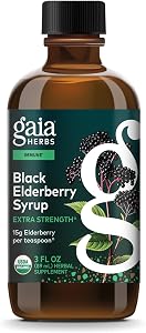 Gaia Herbs Black Elderberry Syrup, 3 Fl Oz, About 18 to 71 Servings | Organic Black Elderberry Syrup for Immune System Suppor