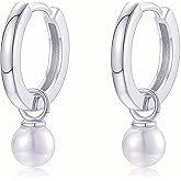 Dainty Pearl Hoop Earrings | 18K Gold | 5MM White Pearl Huggies | Small Classic Pearl Drop Hoop Earrings