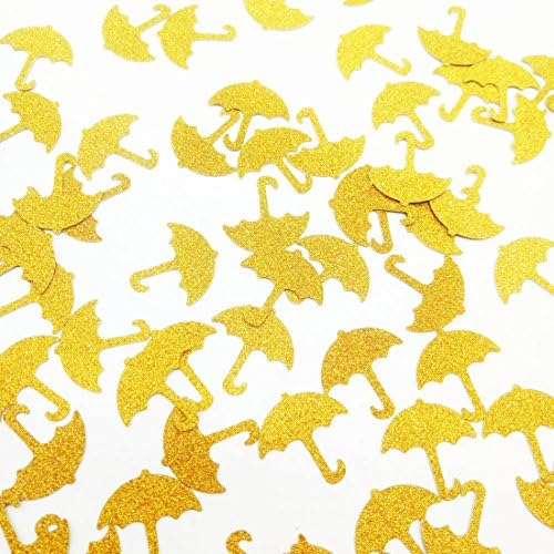 Paity Umbrella Confetti, Gold , baby shower decor, baby boy, bridal shower, shower invitation, umbrella confetti, its a boy, glitter 100pcs of 1" Umbrellas