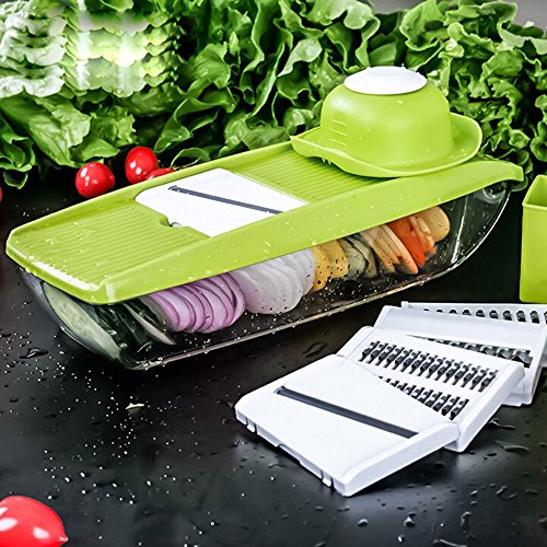 Mandolin Slicer Shule Vegetable Slicer with 5 Interchangeable Stainless Steel Bladesâ€“Food Slicer-Vegetable Cutter and Slicer-Cheese Slicer& Other Accessories