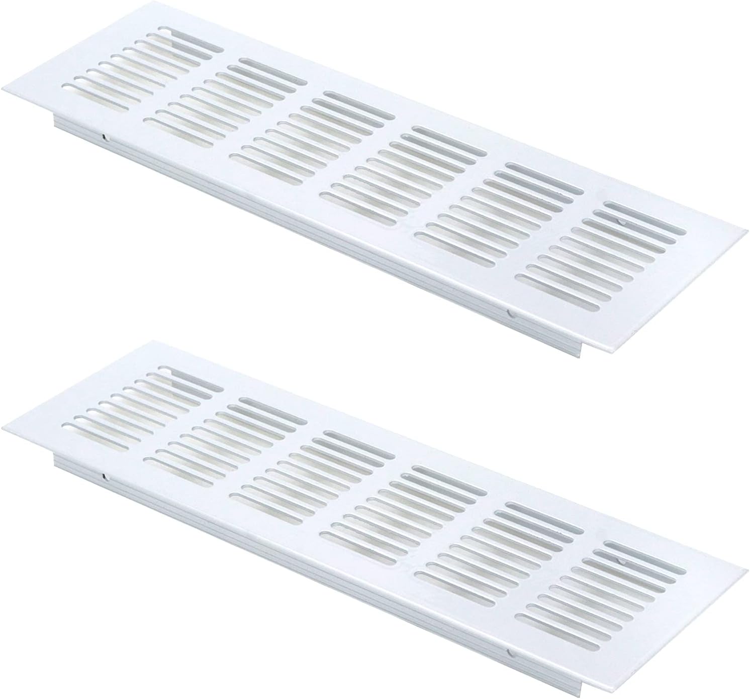 Registers, Grilles & Vents - Geesatis 10 x 3 inch / 250 x 80 mm Rectangle Shape Mesh Air Vent for Cabinet Shoe Cabinet Hardware Accessories Ventilation Cover, with Mounting Screws, White, 2 Pcs
