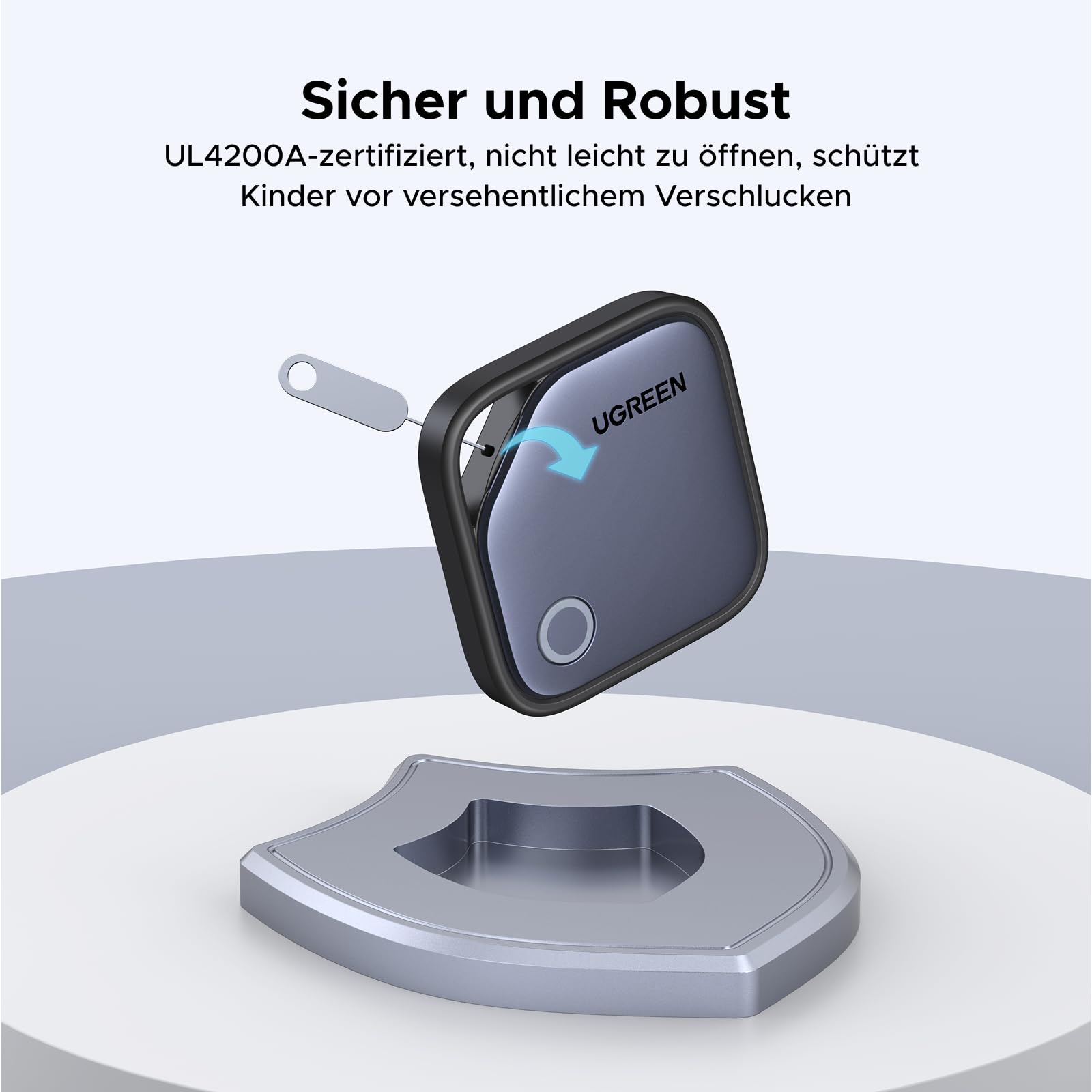 UGREEN FineTrack 4er Pack kompatibel mit Apple Find My (nur iOS), Bluetooth Tracker für Gepäck, Schlüsselfinder, Finder für Schlüssel, Koffer, Reisepässe Smarttag mit Austauschbarer Batterie 4