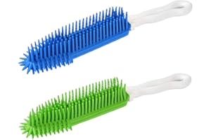 LandHope 2 Pack Pet Hair Removal Tool Pet Hair Remover Rubber Cat Hair Remover Portable for Carpet Clothes Furniture Sofa Leather Car Seat Bath with Massage Effect (Green + Blue)