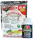 Nopalina Flax Seed Plus Fiber (2LB Bag)- Contains Omega 3, 6 & 9 Supplements,- Organic Flax Seed Oil Bundle Pack W/Moringa Capsules Included