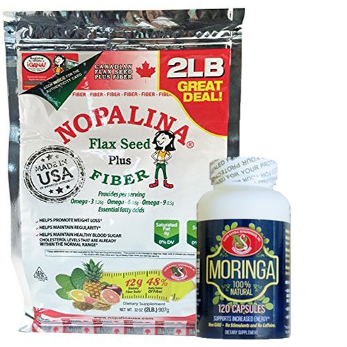 Nopalina Flax Seed Plus Fiber (2LB Bag)- Contains Omega 3, 6 & 9 Supplements,- Organic Flax Seed Oil Bundle Pack W/ Moringa Capsules Included Nopalina Flax Seed Plus Fiber (2LB Bag)- Contains Omega 3, 6 & 9 Supplements,- Organic Flax Seed Oil Bundle Pack W/ Moringa Capsules Included