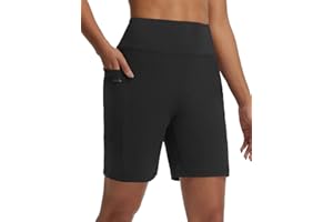 baleaf Women's 7" Bermuda Shorts Athletic Running Long Shorts High Waisted with Zipper Pockets Workout Gym Hiking Shorts