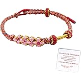 For Granddaughter - A Link That Can Never Be Undone Peach Blossom Knot Bracelet, Granddaughter Bracelet from Grandma Always Be Brave And Be Strong Adjustable Braided Bracelets for Women Jewelry