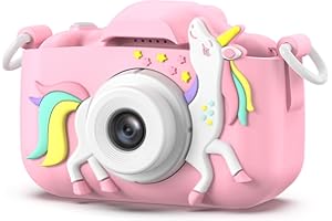 Goopow Kids Camera Toys for 3-8 Year Old Girls Boys,Children Digital Video Camcorder Camera with Cartoon Soft Cover, Best Chritmas Birthday Festival Gift for Kids - 32G SD Card Included