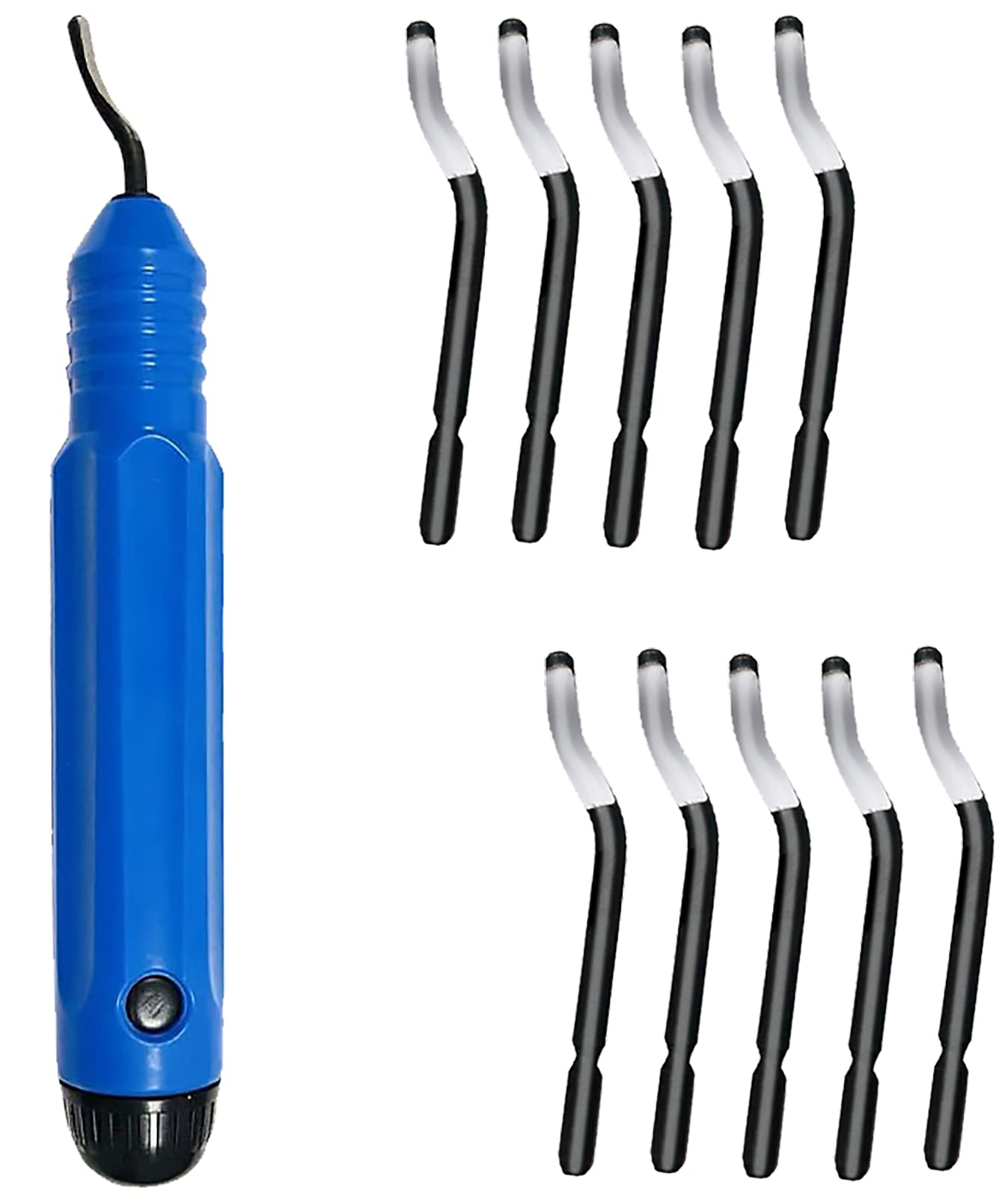 Fyfjur Deburring Tool Set, Hand Deburring Tool, Deburring Scraper Tool, Burr Remover Tool with Swivel Head Handle and 10pcs Replacement Blades, for Cutting Deburrs Metal, Wood or Plastic