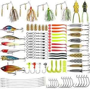 Magreel Kit De Leurre Accessoires De Pêche 110pcs Cuiller Leurre Tournant Vers Leurre Souple Grenouille Dure Appât Emerillons Crochets Pour Pêche à Leurre Pêcher En Mer En Eau Douce Etang Rivière