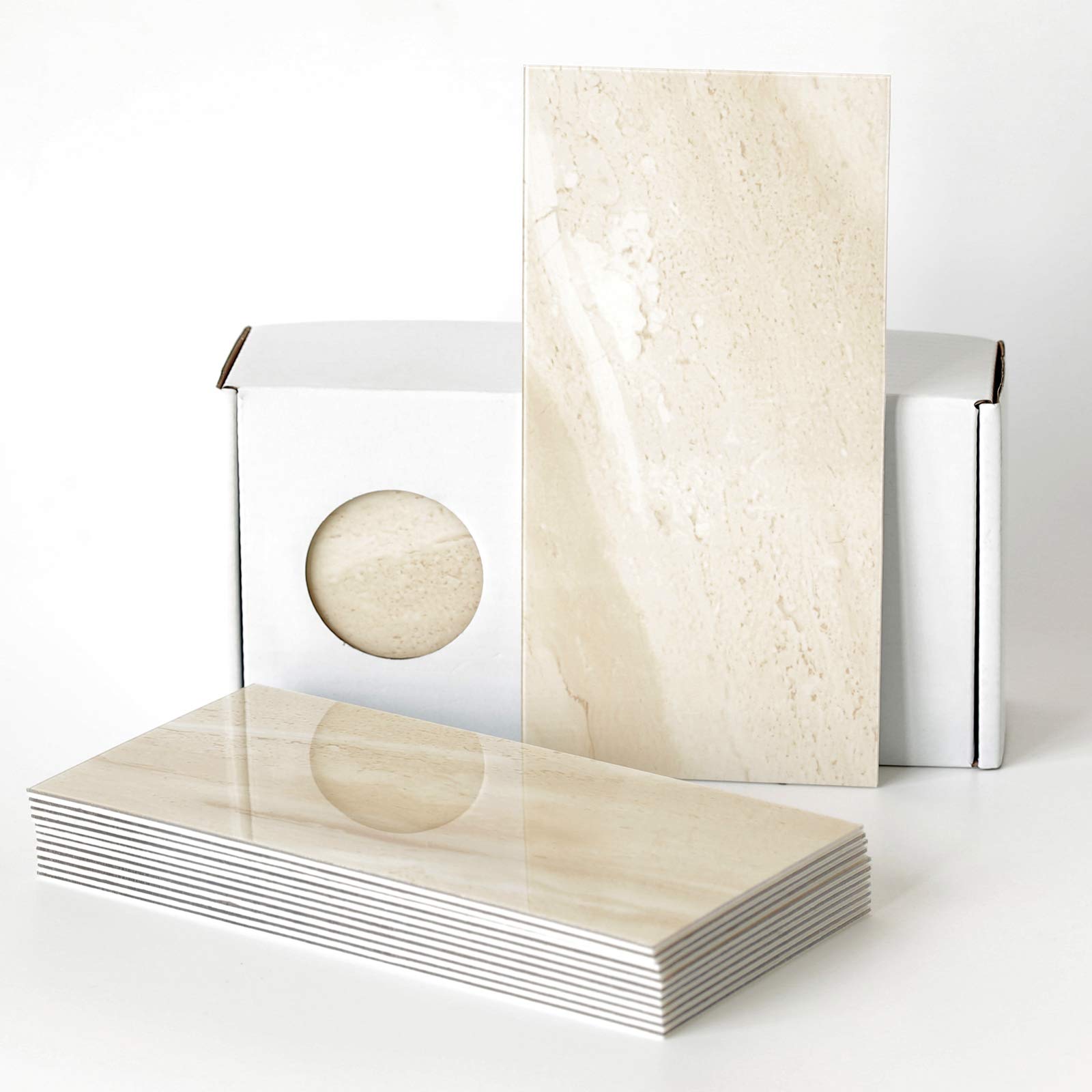 BeNice Stick on Subway Tiles for Kitchen Tile Stickers,Self Adhesive Bathroom Panels for Walls Waterproof Marble Tiles(23pcs,Beige)