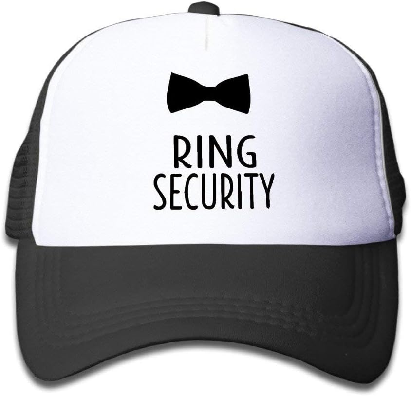 Boys' Ring Security Bowtie Funny Baseball Cap Mesh Back Snapback Trucker Hat Black