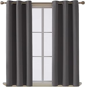 Deconovo Room Darkening Thermal Insulated Blackout Grommet Window Curtain for Living Room, Dark Grey,42x63-Inch,1 Panel