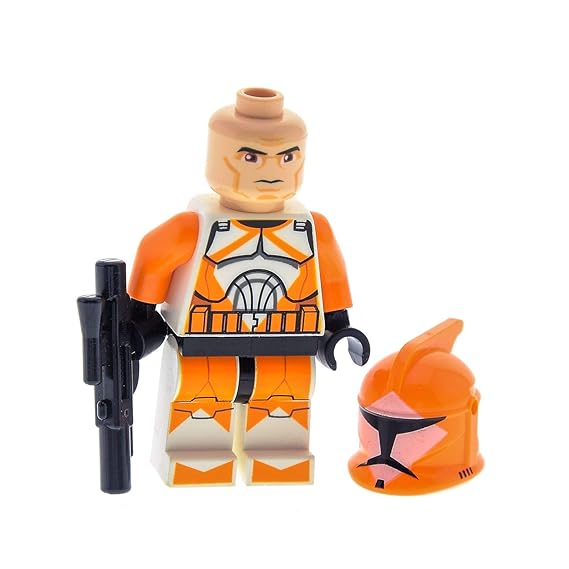 Bausteine gebraucht 1 x Lego System Figur Star Wars Clone Wars Bomb Squad Trooper Weiss orange Helm orange Waffe Blaster kurz