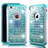 iPhone 7 case, for Apple iPhone 7 (4.7 inch) Protective Case Dual Layers Unique Design [Drop Protection Shock Resistant] Crystal Jewel Bling Case by Zase (Diamond Teal Lotus Flower)