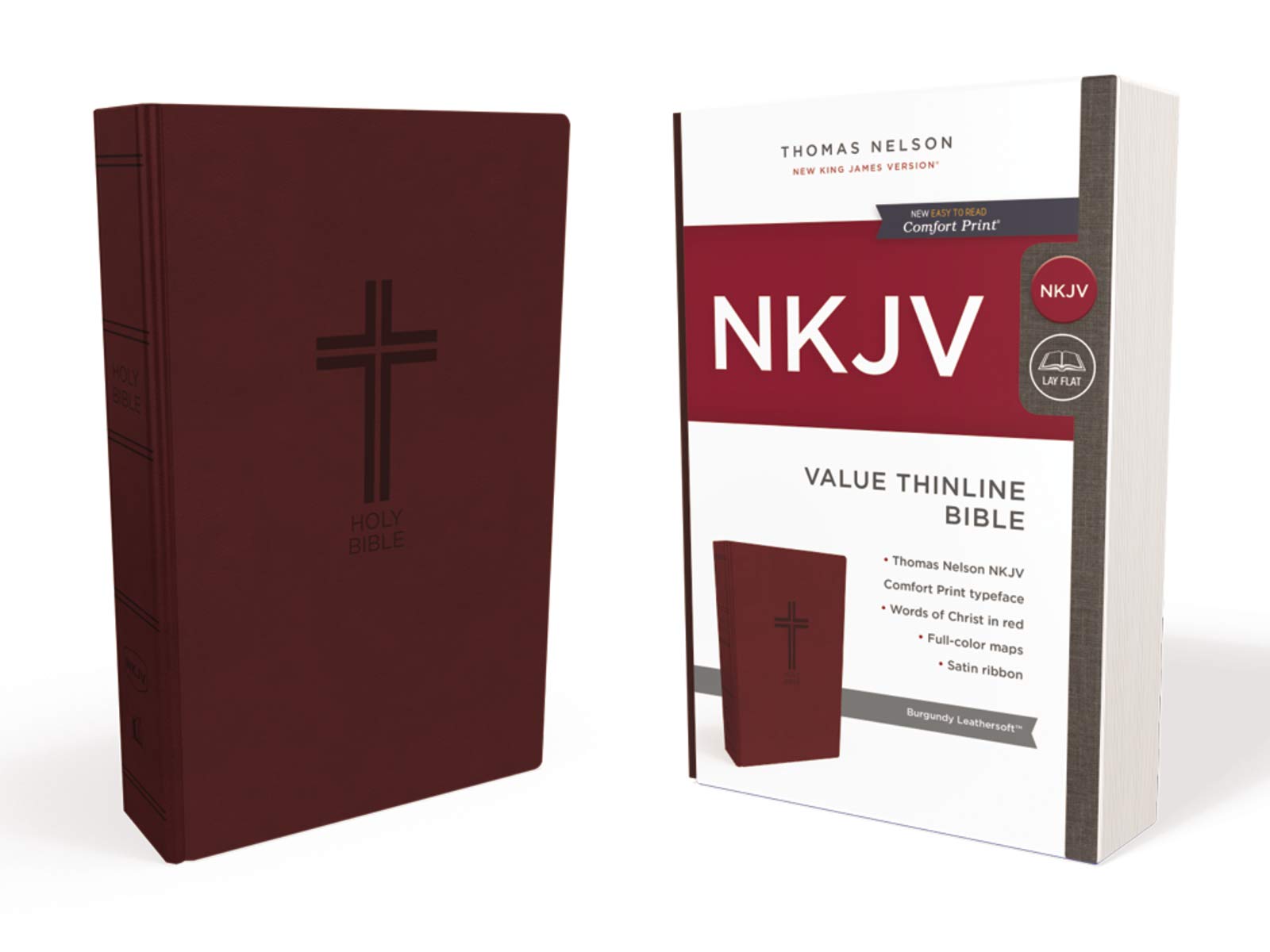NKJV, Value Thinline Bible, Burgundy Leathersoft, Red Letter, Comfort Print: Holy Bible, New King James Version