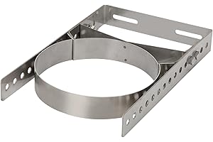 P POLERDEN Adjustable Wall Support Bracket(8" Inner Ring) for Wood Stove Pipe, 6" Double Wall Chimney Pipe, 304 Stainless Steel Adjustable Wall Bracket, Chimney Pipe Holder, Fireplace Pipe Wall Bracket