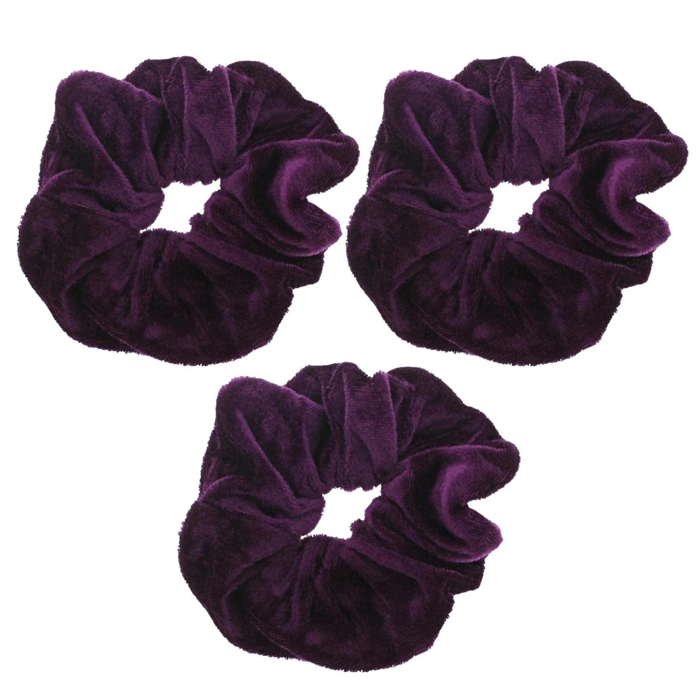 Topkids Accessories - Velvet Scrunchie Scrunchies Elastic Hair Band Ponytail Holders Hair Scrunchie Hair Bobbles Hair Accessories for Women, Ladies, Girls - Pack of 3 (Purple)