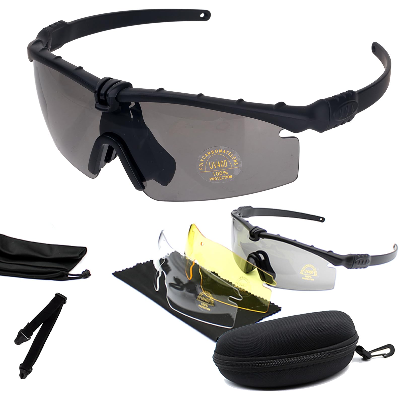 FOCUHUNTER Glasses - Windproof Shooting Glasses Scratch Resistant Goggles for Men, Adjustable, Goggles for Cycling, Shooting and Golf
